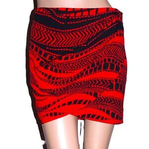 Bebe Black Red Wrap Skirt 00